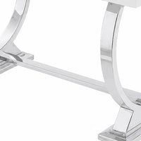 Hols Dining Table, Silver Banding on White Top, O-Shaped Steel Legs 60 Inch-BM353124