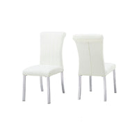 Hols Parson Dining Side Chair Set of 2, White Fabric, Silver Steel -BM353125