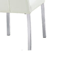 Hols Parson Dining Side Chair Set of 2, White Fabric, Silver Steel -BM353125