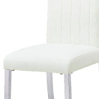 Hols Parson Dining Side Chair Set of 2, White Fabric, Silver Steel -BM353125