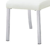 Hols Parson Dining Side Chair Set of 2, White Fabric, Silver Steel -BM353125