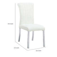 Hols Parson Dining Side Chair Set of 2, White Fabric, Silver Steel -BM353125