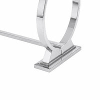 Hols Dining Table, Silver Banding on White Top, O-Shaped Steel Legs 80 Inch-BM353127