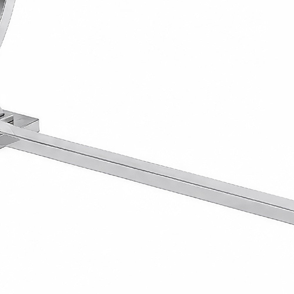 Hols Dining Table, Silver Banding on White Top, O-Shaped Steel Legs 80 Inch-BM353127