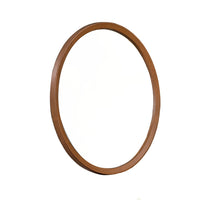 Urne Dresser Mirror, Framed Design, Walnut Brown Wood, 36 Inch Round-BM353130