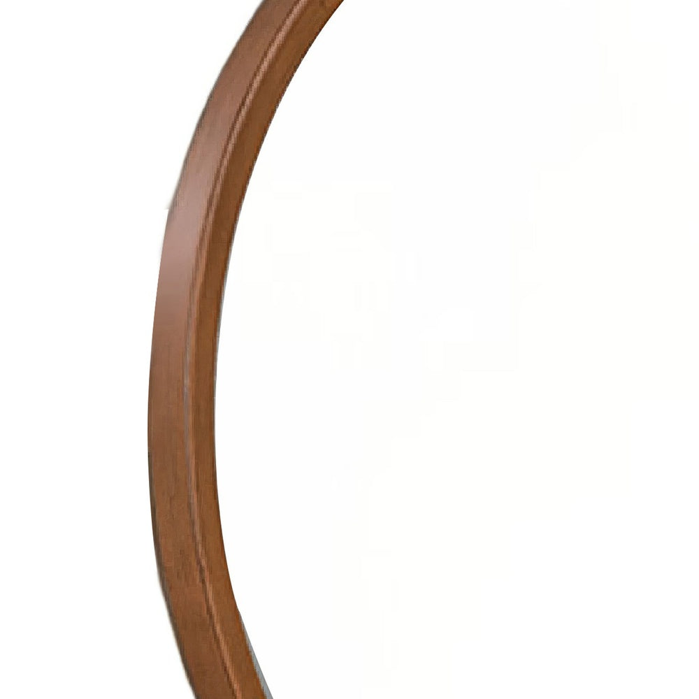Urne Dresser Mirror, Framed Design, Walnut Brown Wood, 36 Inch Round-BM353130