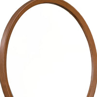 Urne Dresser Mirror, Framed Design, Walnut Brown Wood, 36 Inch Round-BM353130