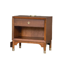 Urne Nightstand, 1 Drawer with Shelf, USB Port and LED, Walnut Brown-BM353131
