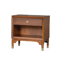 Urne Nightstand, 1 Drawer with Shelf, USB Port and LED, Walnut Brown-BM353131