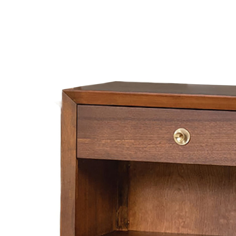 Urne Nightstand, 1 Drawer with Shelf, USB Port and LED, Walnut Brown-BM353131