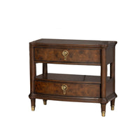 Raam Nightstand, 2 Drawers, 1 Shelf, Gold Capped Legs, Dark Cherry Brown-BM353134
