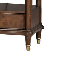 Raam Nightstand, 2 Drawers, 1 Shelf, Gold Capped Legs, Dark Cherry Brown-BM353134