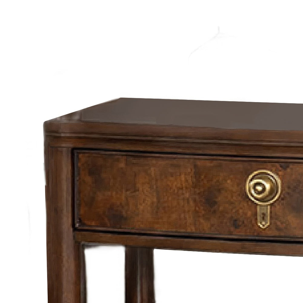 Raam Nightstand, 2 Drawers, 1 Shelf, Gold Capped Legs, Dark Cherry Brown-BM353134
