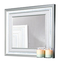 Gala Dresser Mirror, Embedded Crystal Trim w LED, Gray 40x44 Rectangular-BM353138