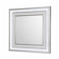 Gala Dresser Mirror, Embedded Crystal Trim w LED, Gray 40x44 Rectangular-BM353138