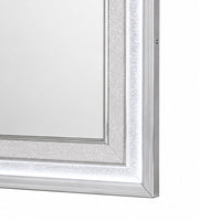 Gala Dresser Mirror, Embedded Crystal Trim w LED, Gray 40x44 Rectangular-BM353138