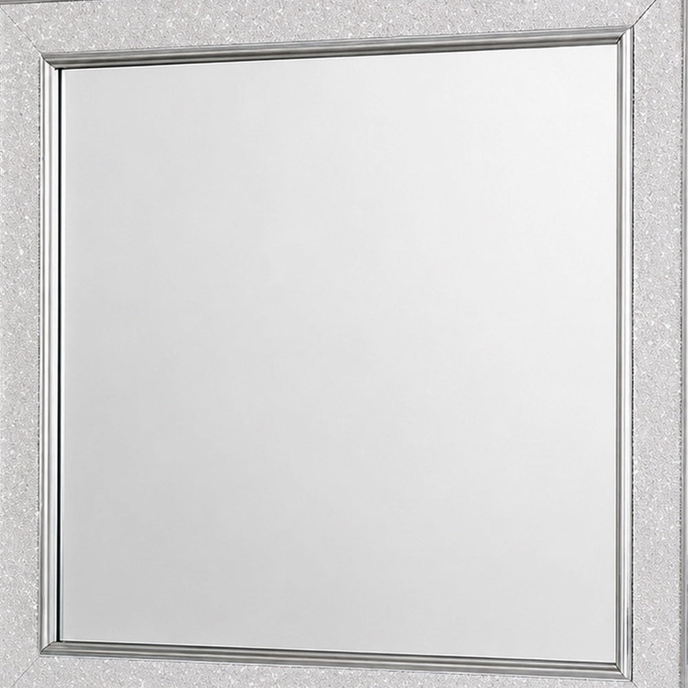 Gala Dresser Mirror, Embedded Crystal Trim w LED, Gray 40x44 Rectangular-BM353138