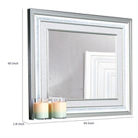 Gala Dresser Mirror, Embedded Crystal Trim w LED, Gray 40x44 Rectangular-BM353138