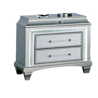 Gala Nightstand, 2 Drawers, Felt-Lined, Crystal Trim w LED, Glam Gray-BM353139