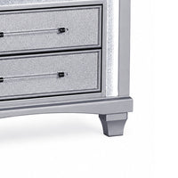 Gala Nightstand, 2 Drawers, Felt-Lined, Crystal Trim w LED, Glam Gray-BM353139