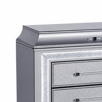 Gala Nightstand, 2 Drawers, Felt-Lined, Crystal Trim w LED, Glam Gray-BM353139