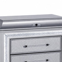Gala Nightstand, 2 Drawers, Felt-Lined, Crystal Trim w LED, Glam Gray-BM353139