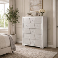 Gala Nightstand, 2 Drawers, Felt-Lined, Crystal Trim w LED, Glam Gray-BM353139