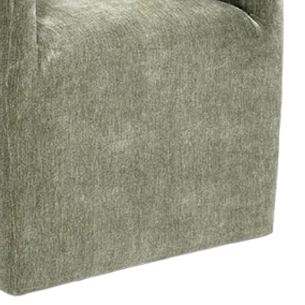 Esha Accent Barrel Chair w Casters, Foam Fill Textured Green Upholstery-BM353140