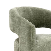 Esha Accent Barrel Chair w Casters, Foam Fill Textured Green Upholstery-BM353140