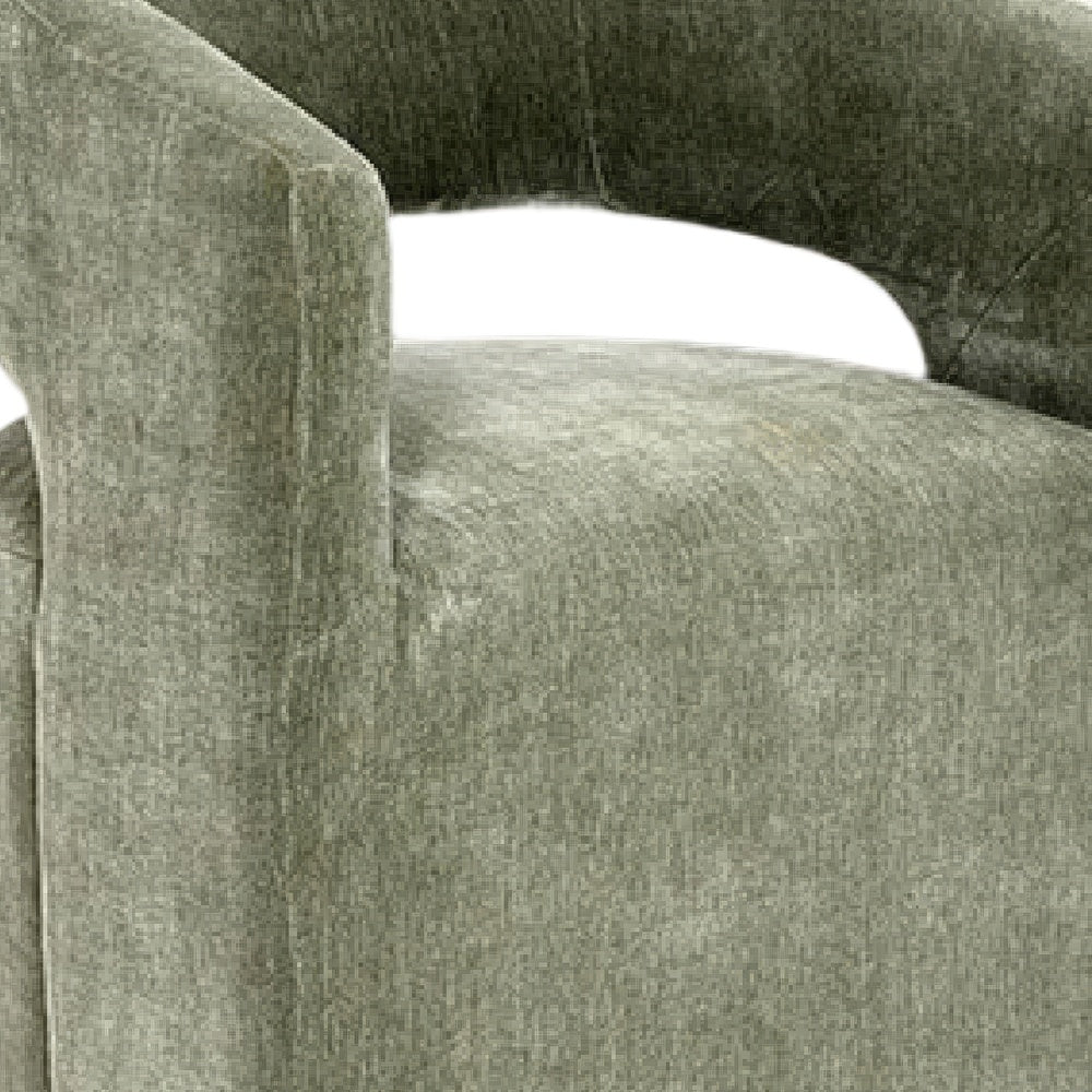 Esha Accent Barrel Chair w Casters, Foam Fill Textured Green Upholstery-BM353140