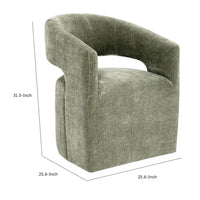 Esha Accent Barrel Chair w Casters, Foam Fill Textured Green Upholstery