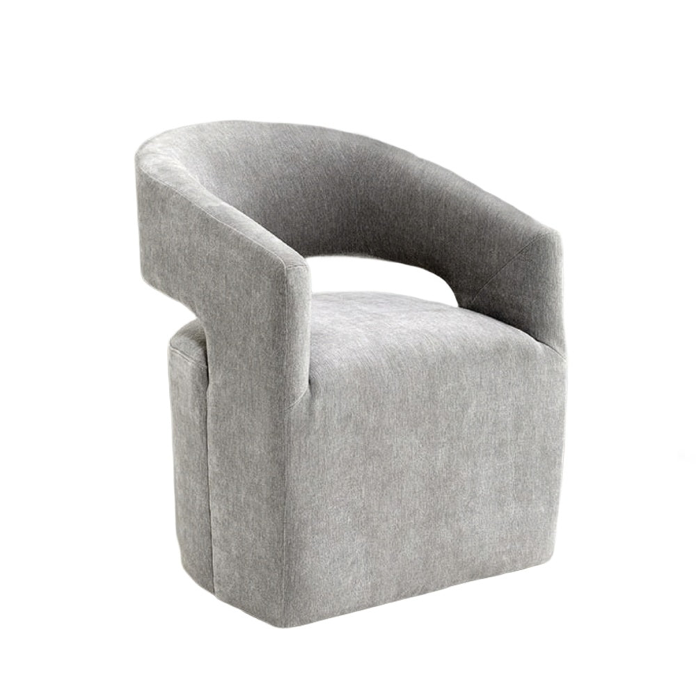 Esha Accent Barrel Chair w Casters, Foam Fill Light Gray Upholstery-BM353141