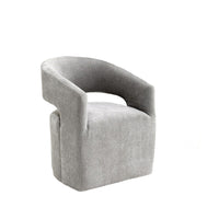 Esha Accent Barrel Chair w Casters, Foam Fill Light Gray Upholstery-BM353141