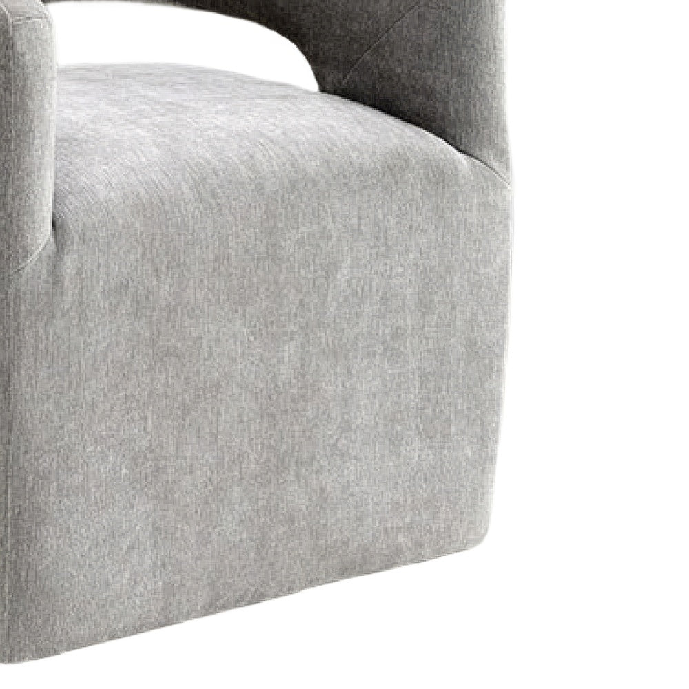Esha Accent Barrel Chair w Casters, Foam Fill Light Gray Upholstery-BM353141