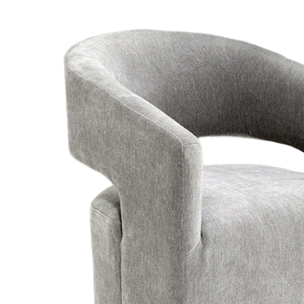 Esha Accent Barrel Chair w Casters, Foam Fill Light Gray Upholstery-BM353141