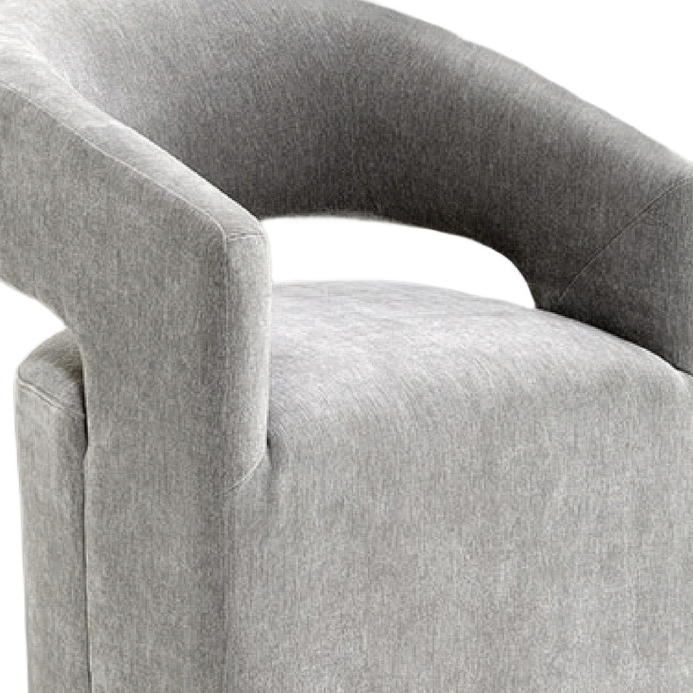 Esha Accent Barrel Chair w Casters, Foam Fill Light Gray Upholstery-BM353141