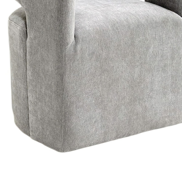 Esha Accent Barrel Chair w Casters, Foam Fill Light Gray Upholstery