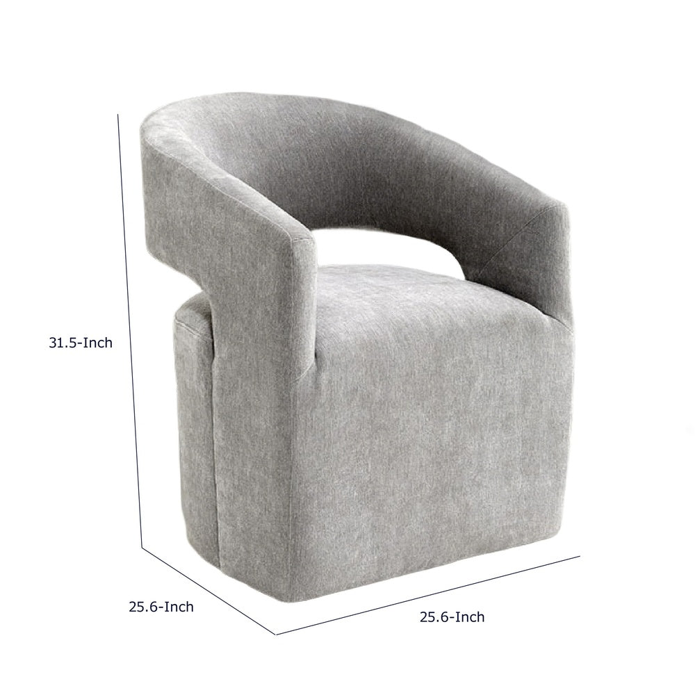 Esha Accent Barrel Chair w Casters, Foam Fill Light Gray Upholstery-BM353141