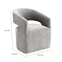 Esha Accent Barrel Chair w Casters, Foam Fill Light Gray Upholstery-BM353141
