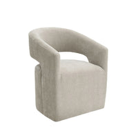 Esha Accent Barrel Chair w Casters, Foam Fill Taupe Brown Upholstery-BM353142