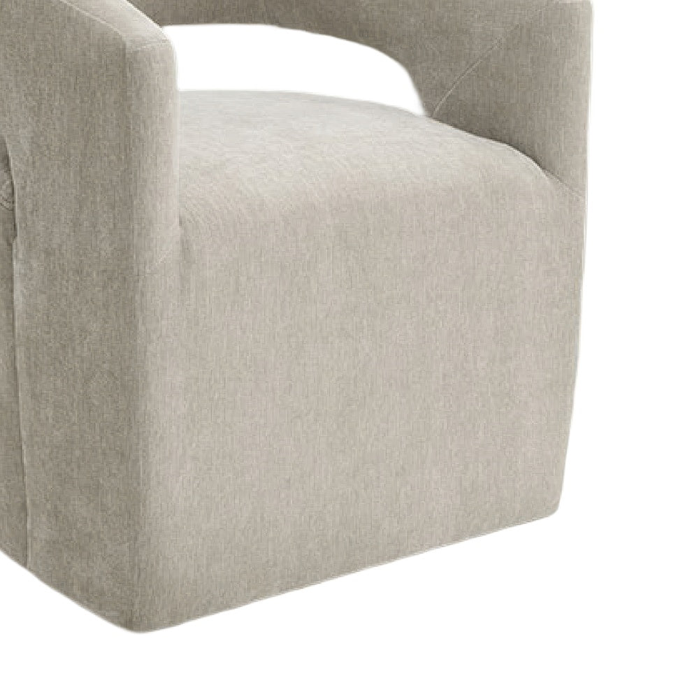 Esha Accent Barrel Chair w Casters, Foam Fill Taupe Brown Upholstery-BM353142
