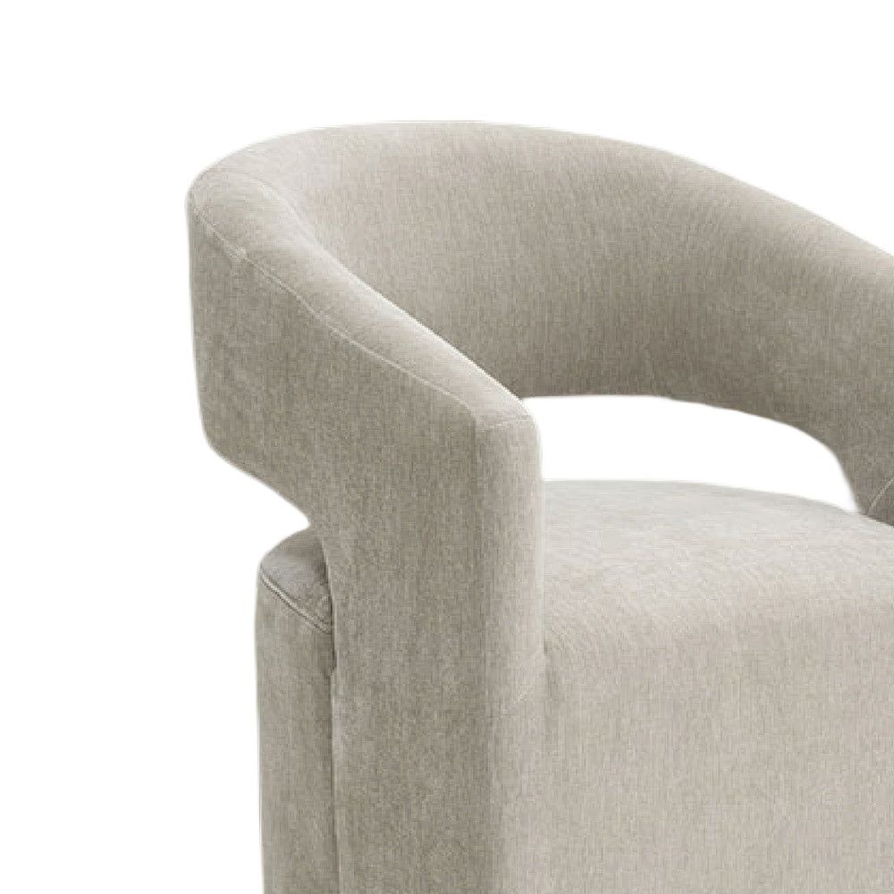 Esha Accent Barrel Chair w Casters, Foam Fill Taupe Brown Upholstery-BM353142