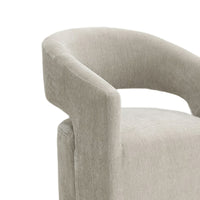 Esha Accent Barrel Chair w Casters, Foam Fill Taupe Brown Upholstery-BM353142