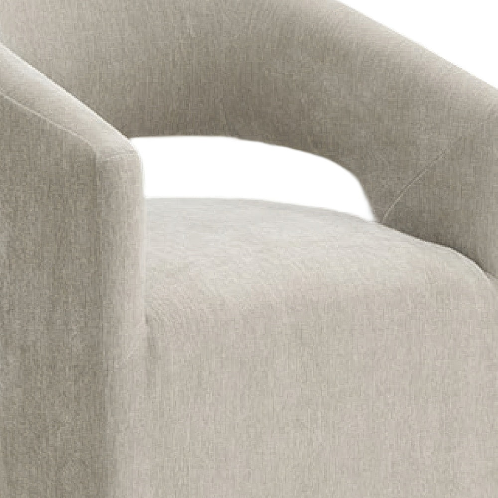 Esha Accent Barrel Chair w Casters, Foam Fill Taupe Brown Upholstery-BM353142