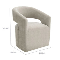Esha Accent Barrel Chair w Casters, Foam Fill Taupe Brown Upholstery-BM353142
