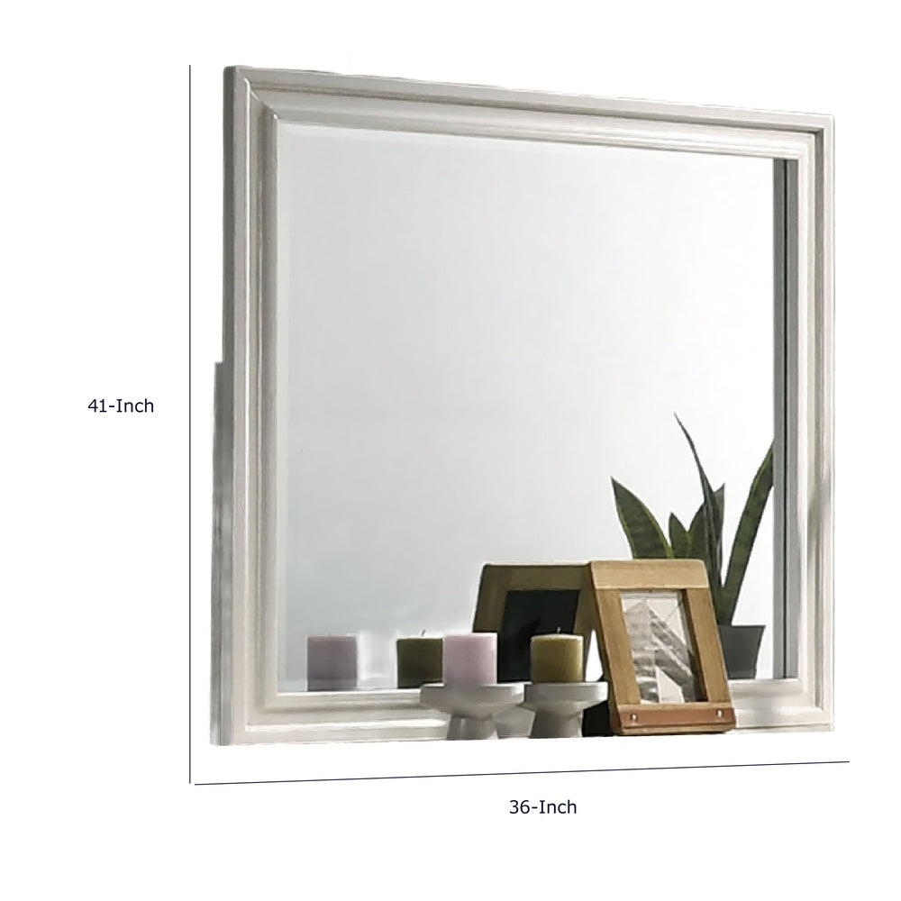 Hezi Dresser Mirror, Glam White, Multi Layer Molded Frame, 36x41-BM353145