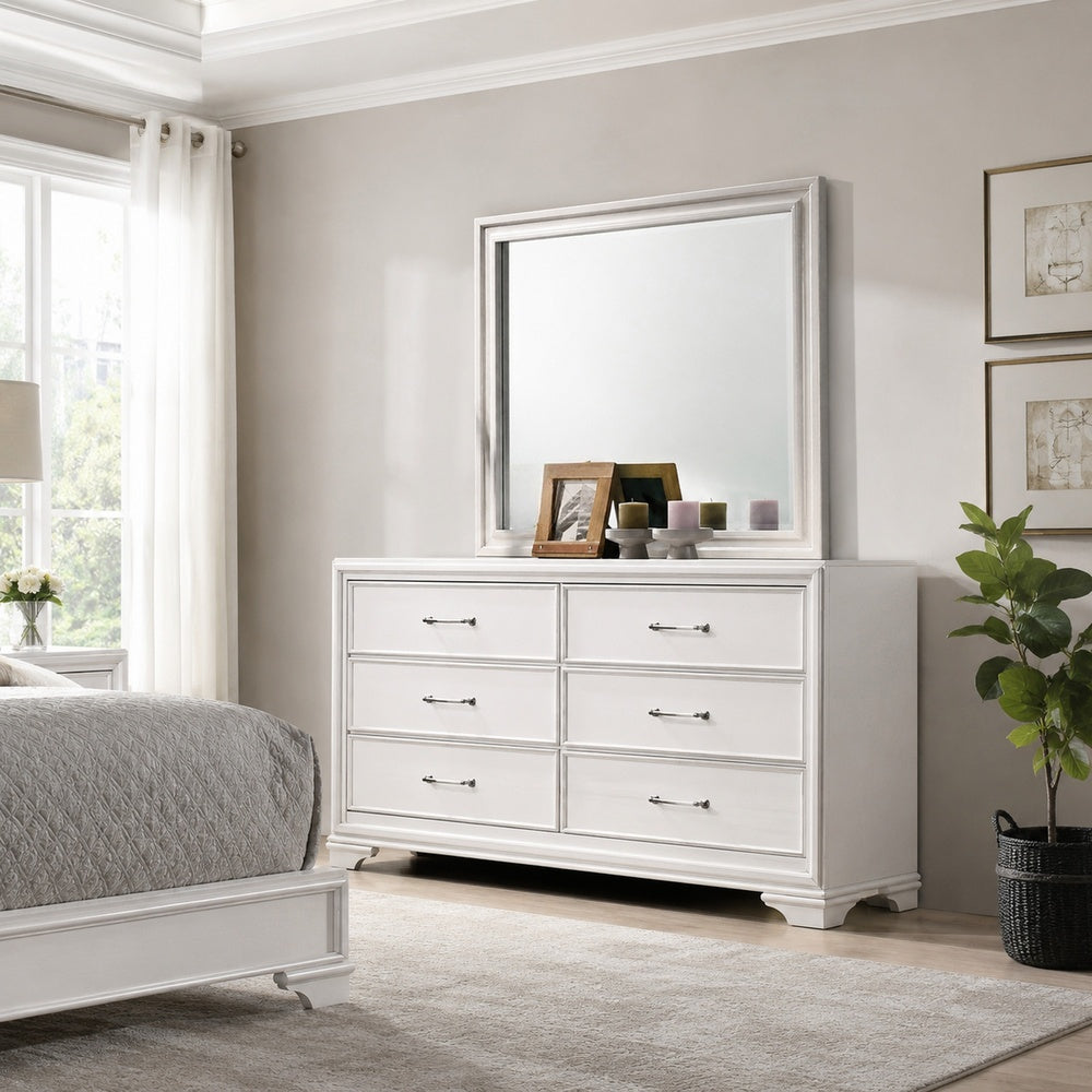 Hezi Dresser Mirror, Glam White, Multi Layer Molded Frame, 36x41-BM353145