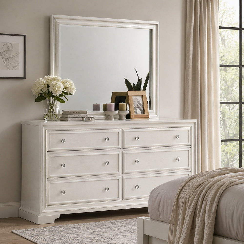 Hezi Dresser Mirror, Glam White, Multi Layer Molded Frame, 36x41-BM353145
