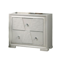 Hezi Bedside Nightstand, 2 Drawer, White Zig Zag Front, Acrylic Knobs-BM353146