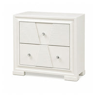Hezi Bedside Nightstand, 2 Drawer, White Zig Zag Front, Acrylic Knobs-BM353146